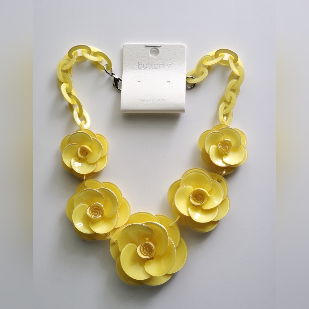 Flower Statement Necklace - Yellow